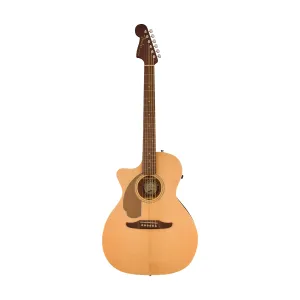 Fender California Newporter Player Left-Handed Medium-Sized Acoustic Guitar, Walnut FB, Natural