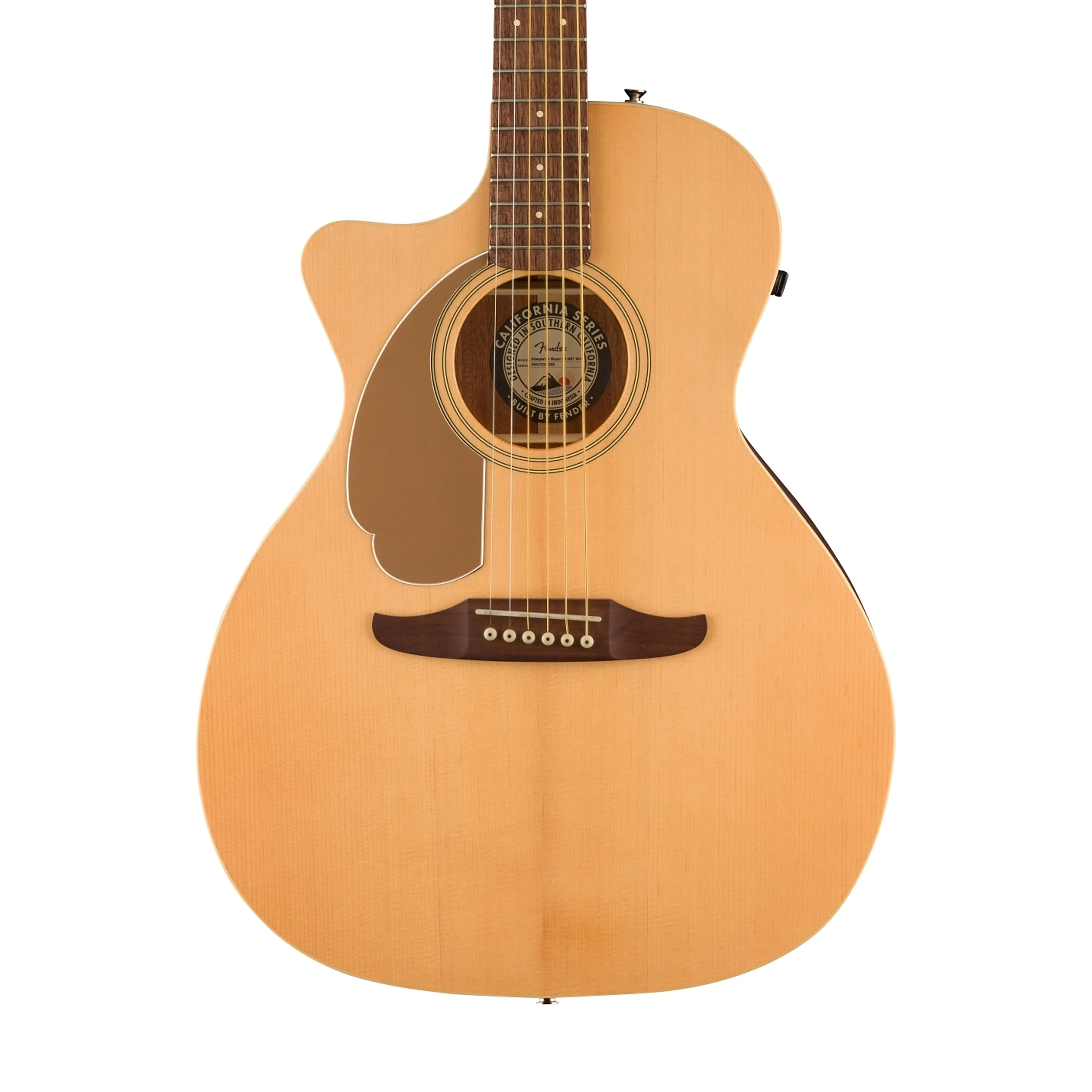 Fender California Newporter Player Left-Handed Medium-Sized Acoustic Guitar, Walnut FB, Natural