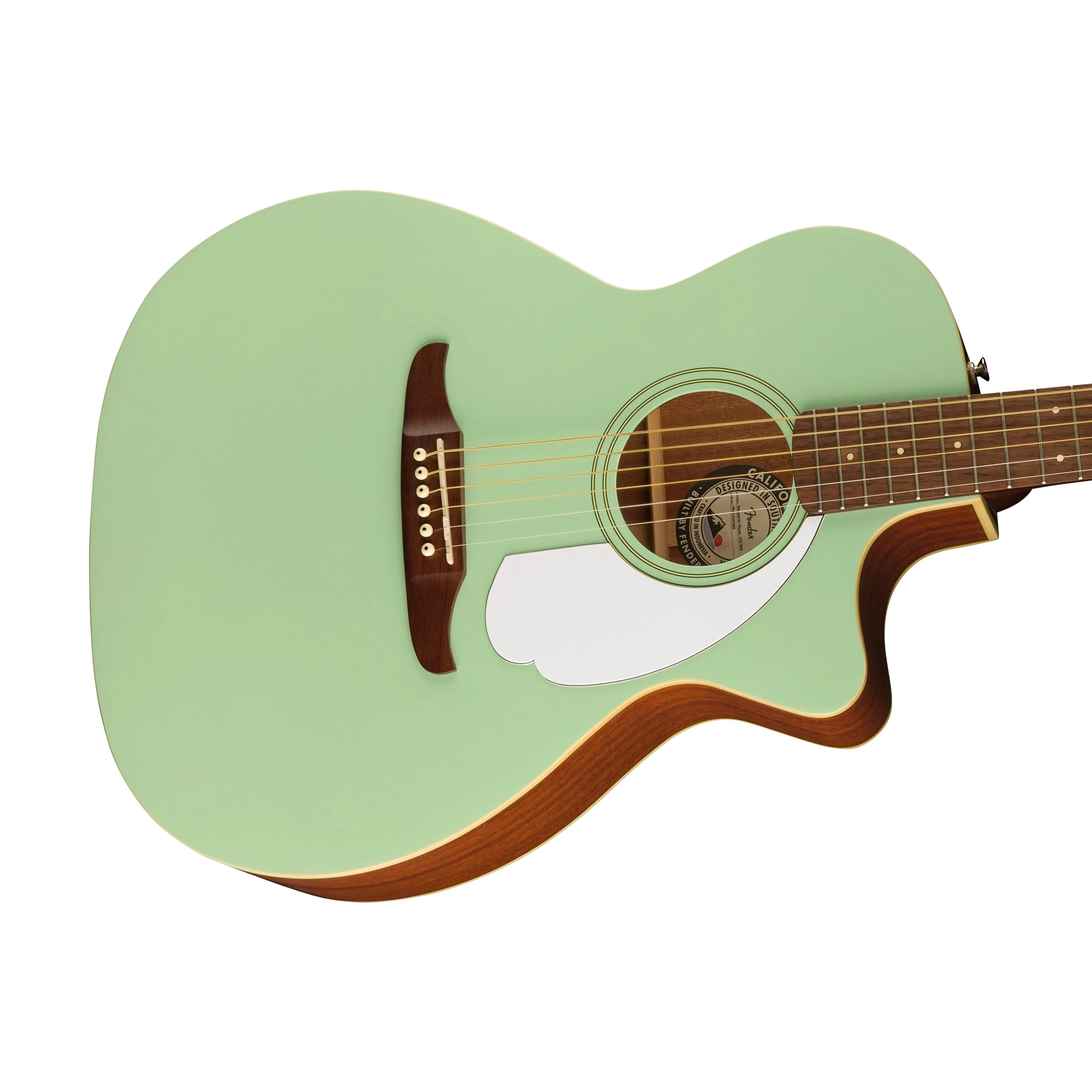 Fender California Newporter Player Medium-Sized Acoustic Guitar, Walnut FB, Surf Green