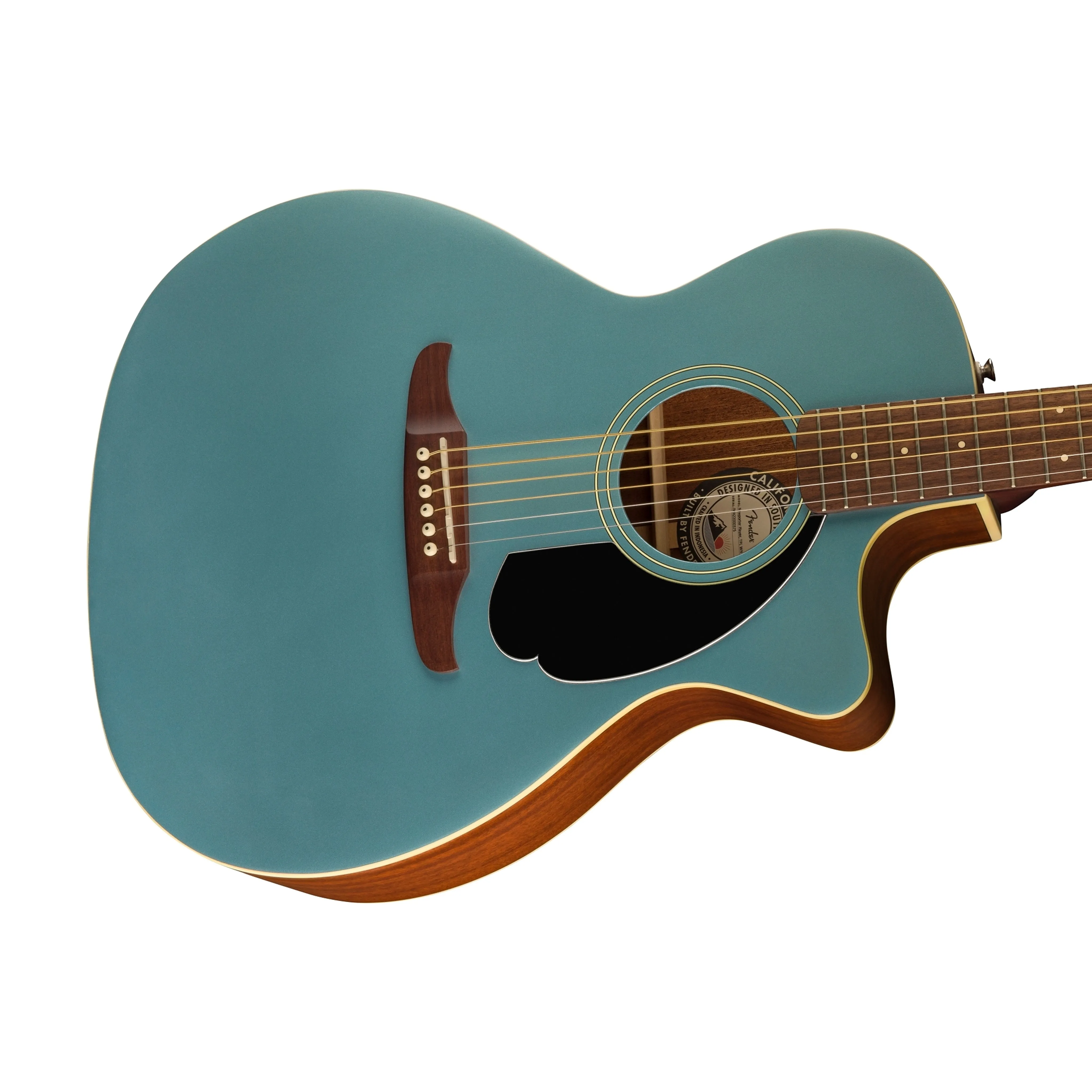 Fender California Newporter Player Medium-Sized Acoustic Guitar, Walnut FB, Tidepool