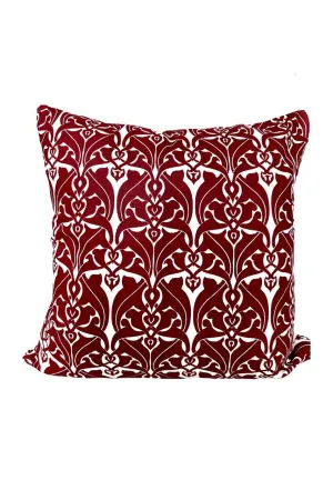 filigree claret red printed cloth 16" x 16" pillow covers