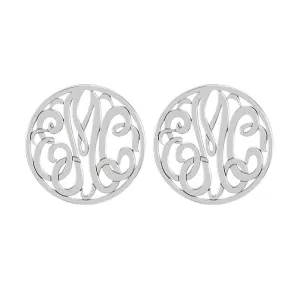 Fink's 20mm Classic Bordered Monogram Stud Earrings
