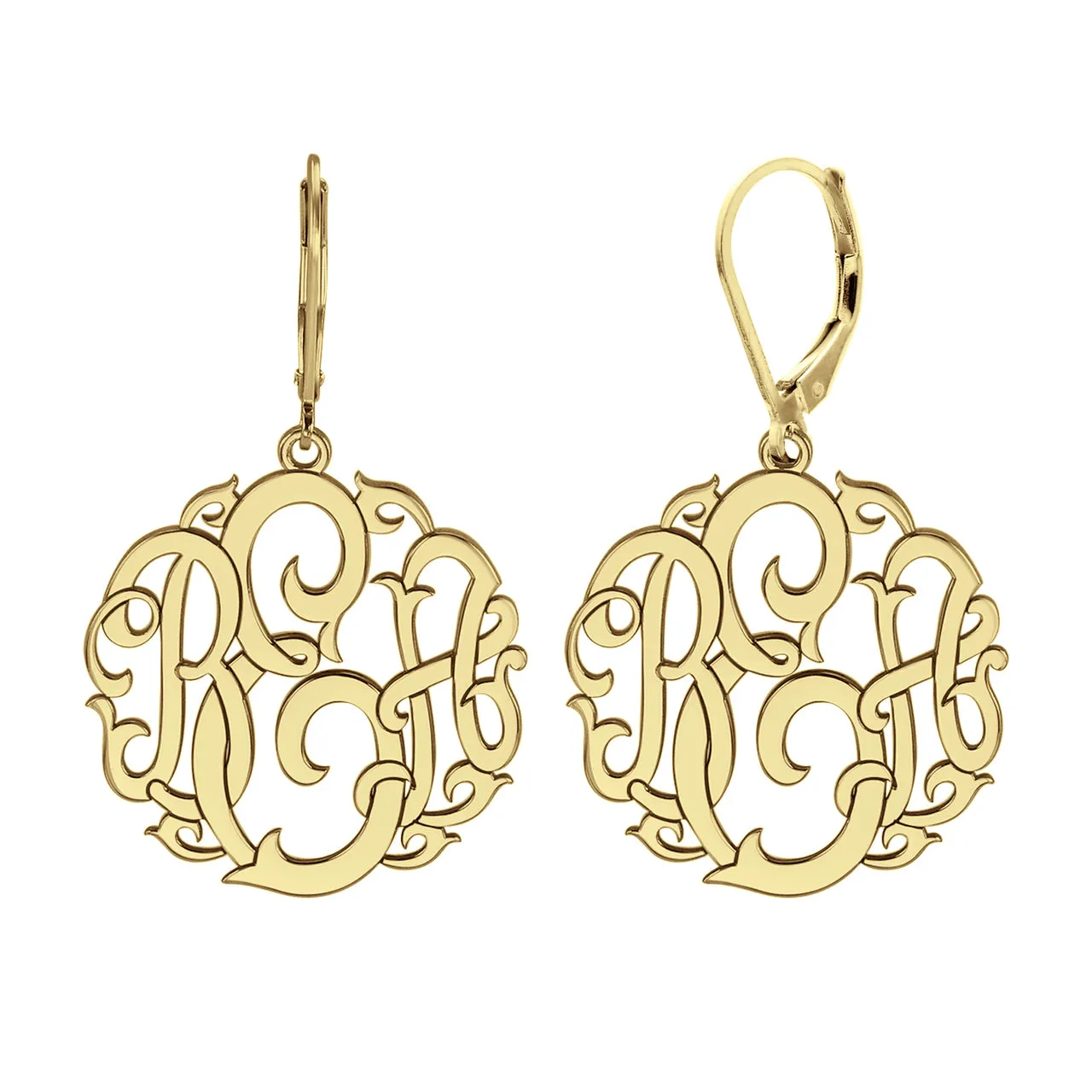 Fink's 20mm Classic Script Lettering Monogram Leverback Earrings
