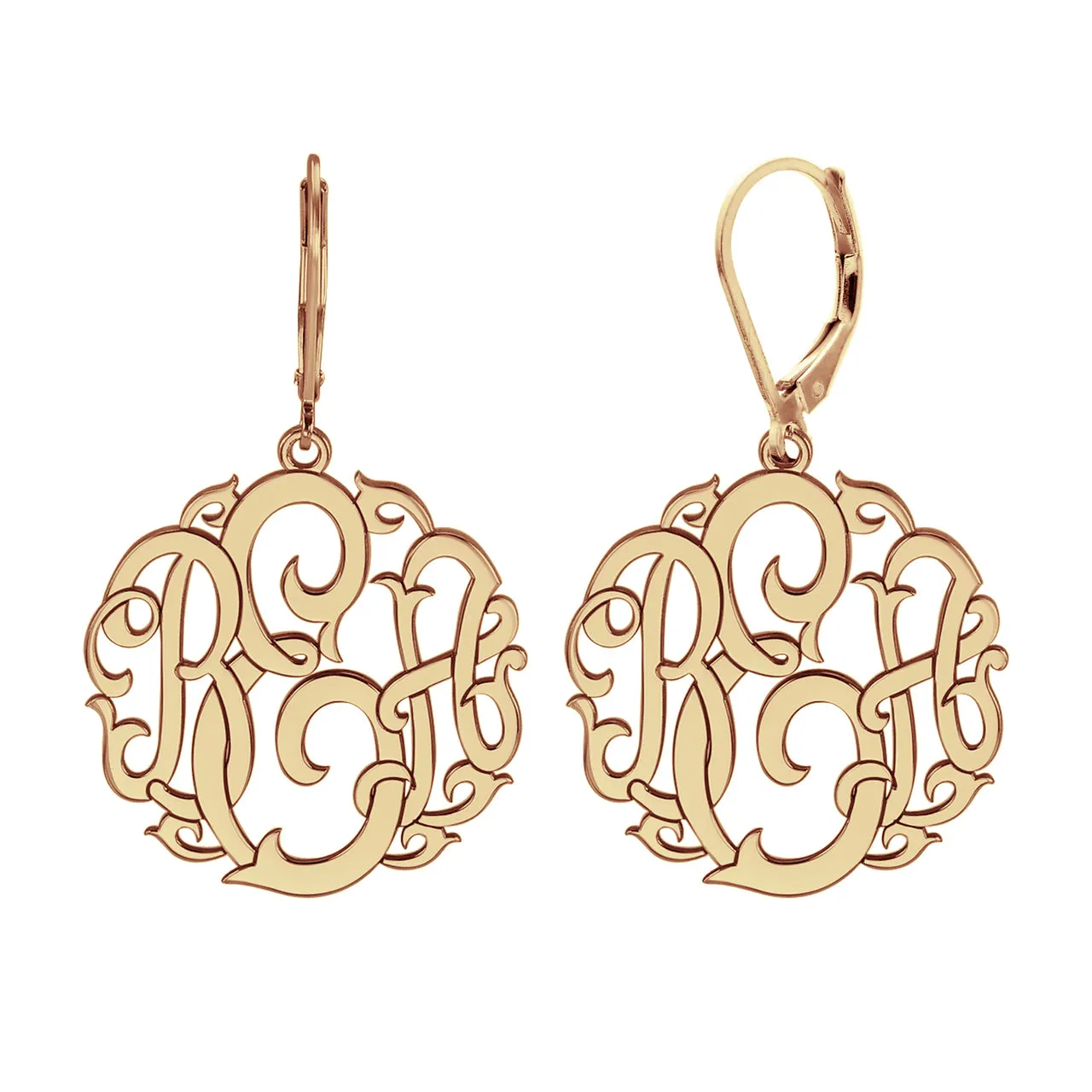 Fink's 20mm Classic Script Lettering Monogram Leverback Earrings