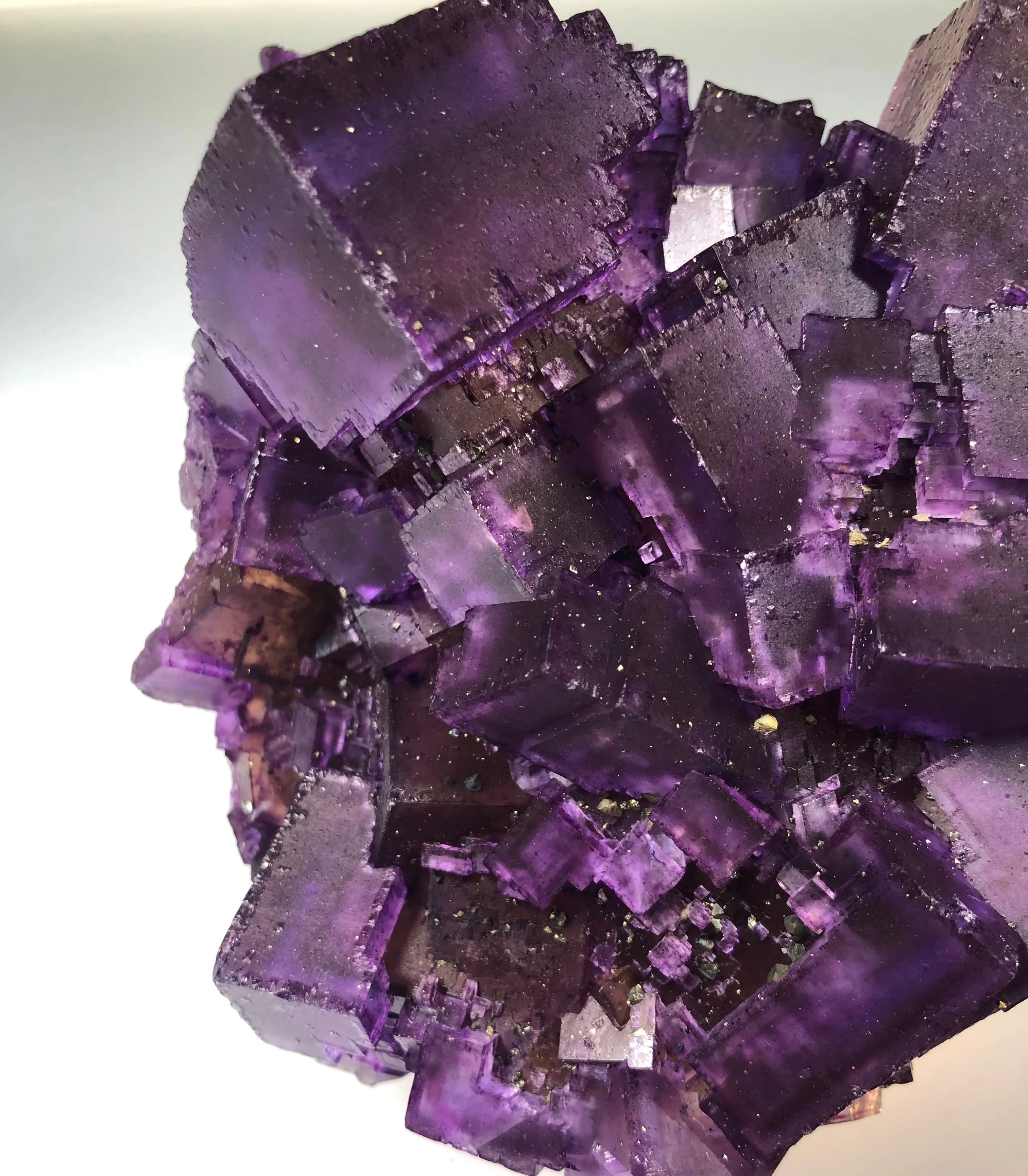 Fluorite, Rosiclare Level, Denton Mine, Ozark-Mahoning Company, Harris Creek District, Southern Illinois, Dr. David London Collection L-336, Mined c. mid 1980’s;  Large Cabinet 10 x 12 x 12 cm, $2500.  Online 10/12