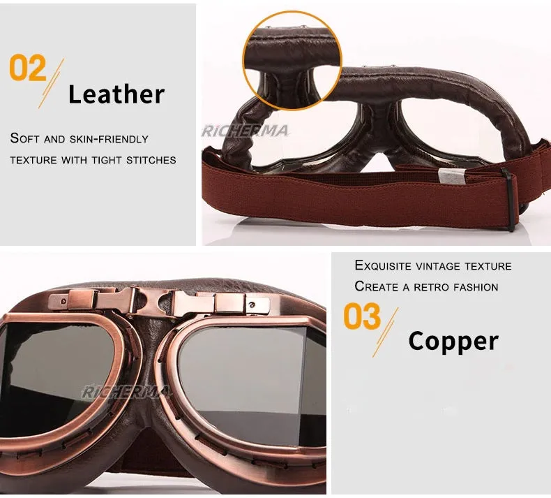 Gafas Patineta Scooter A Prueba De Viento Vintage Acolchada