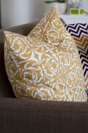 garden gate yellow ochre printed cloth 20" x 20" pillow covers