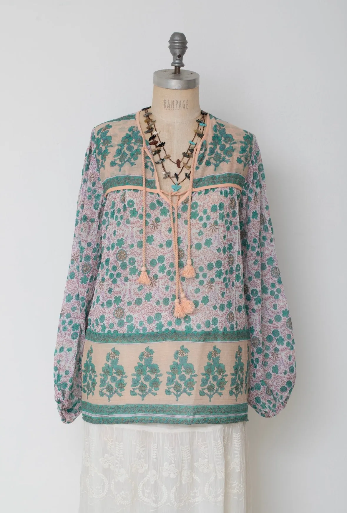 Ginger Printed Blouse Long Sleeves Peach