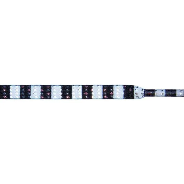Glitter Flat 1/4" - Black/White Stripe (12 Pair Pack) Shoelaces