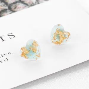 Gold Foil Heart & Resin Stud Earrings
