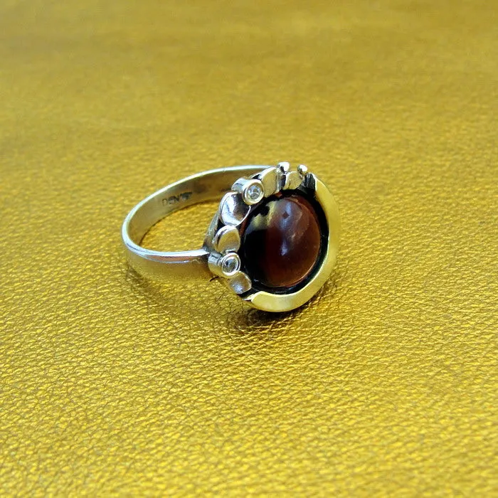 Hadar Designers Garnet Ring 9k Yellow Gold Sterling Silver sz 5,6,7,8,9 (MS)