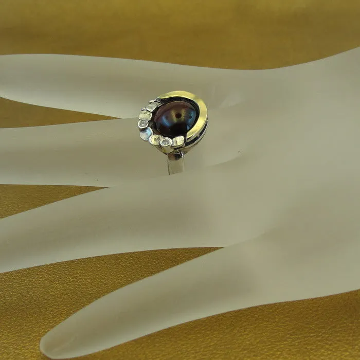 Hadar Designers Garnet Ring 9k Yellow Gold Sterling Silver sz 5,6,7,8,9 (MS)