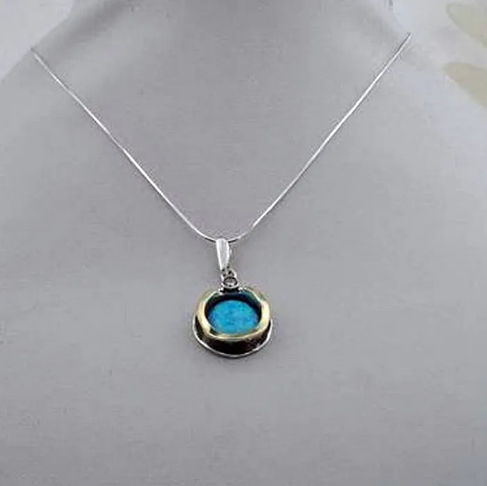 Hadar Designers Modern Art Handmade 9k Yellow Gold 925 Silver Zircon Pendant (MS