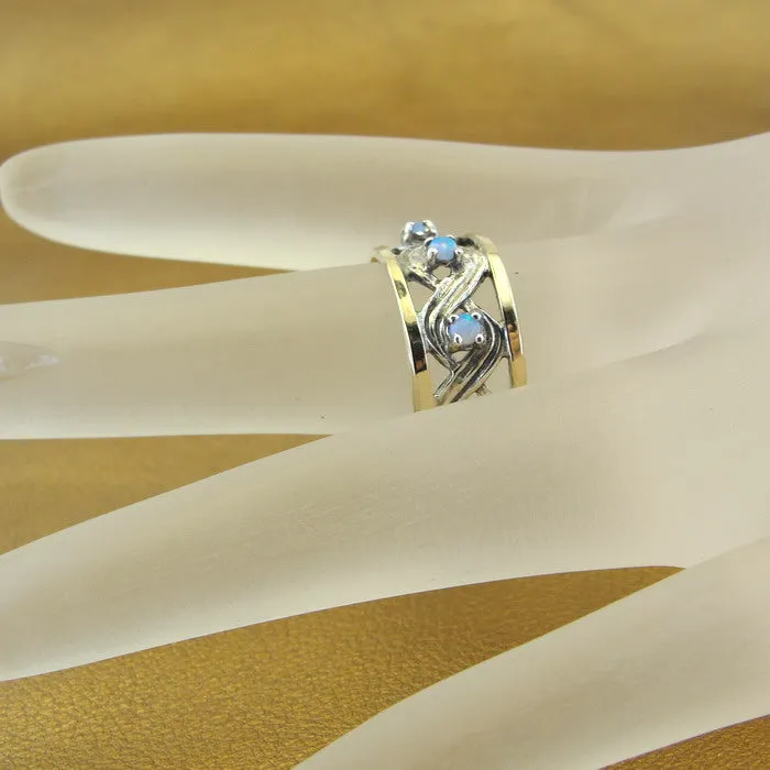 Hadar Designers size 6 Opal Ring 9k Yellow Gold 925 Silver Handmade () LAST ONE