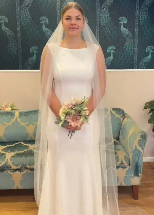 Ivory single layer plain veil with metal comb Express NZ Wide
