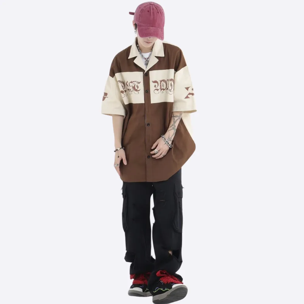 Japanese Spliced Printed Shirt