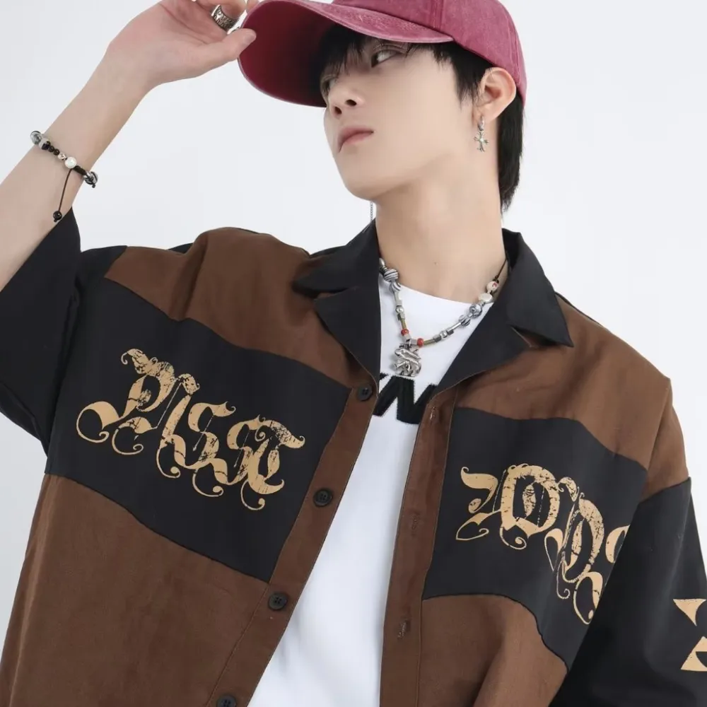 Japanese Spliced Printed Shirt