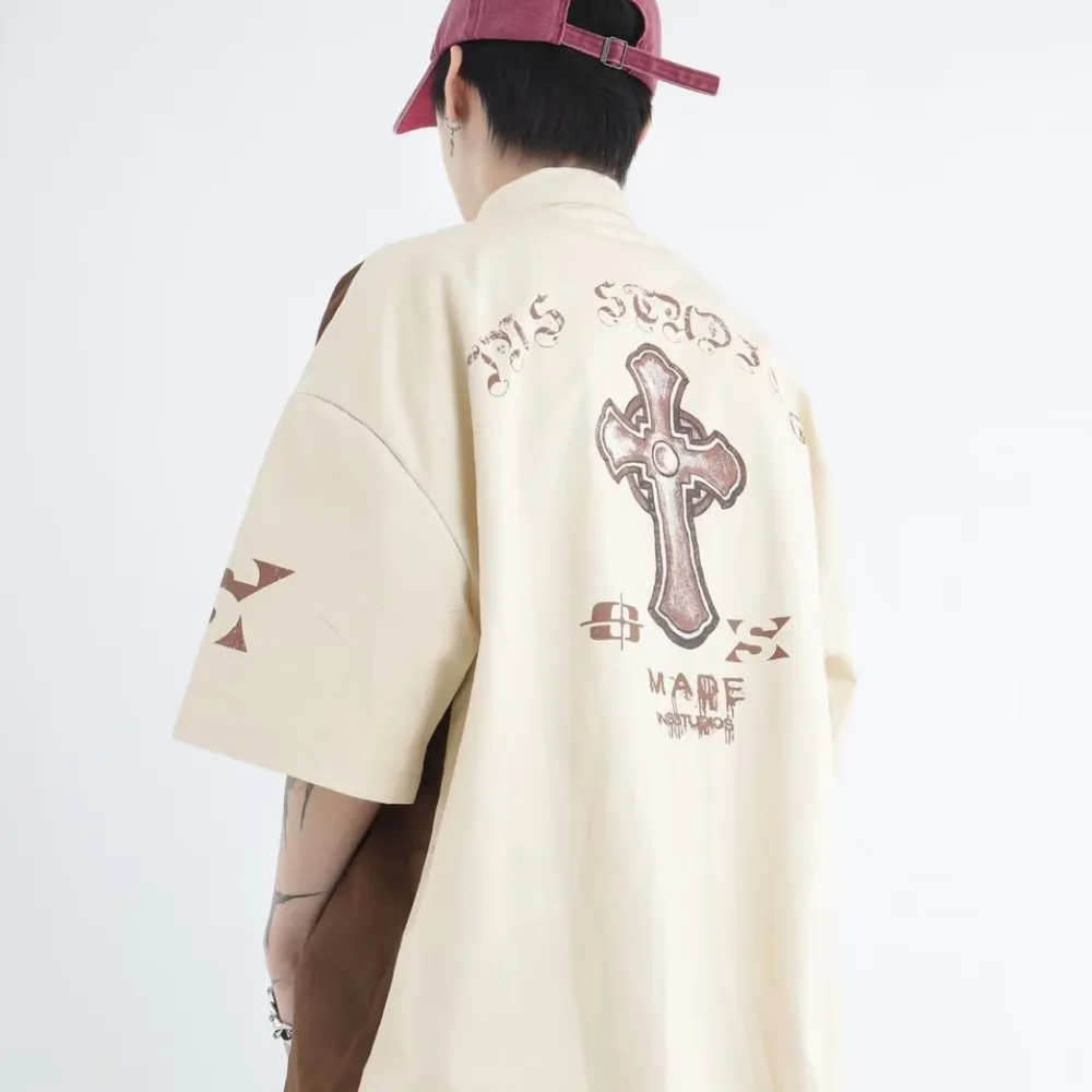 Japanese Spliced Printed Shirt