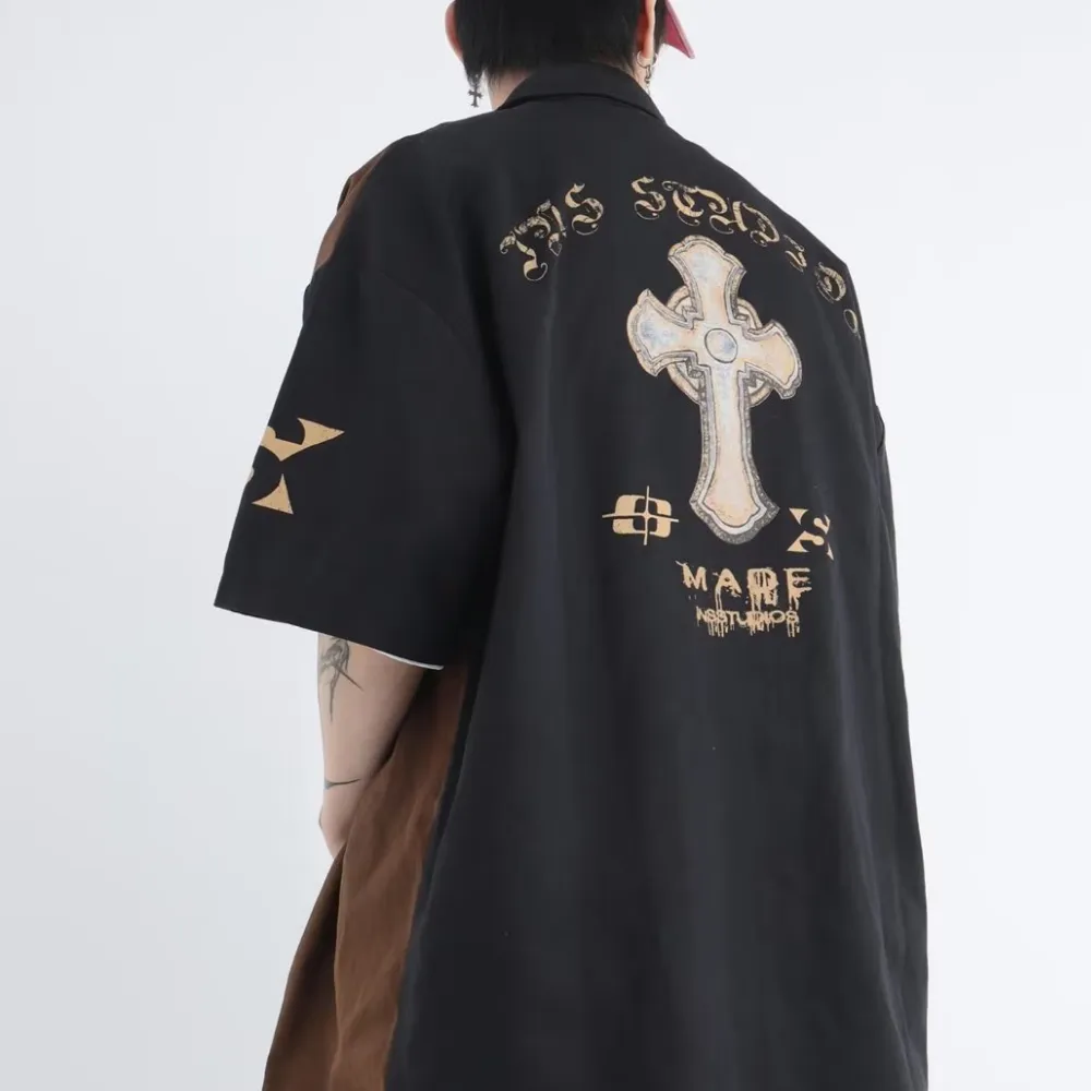 Japanese Spliced Printed Shirt