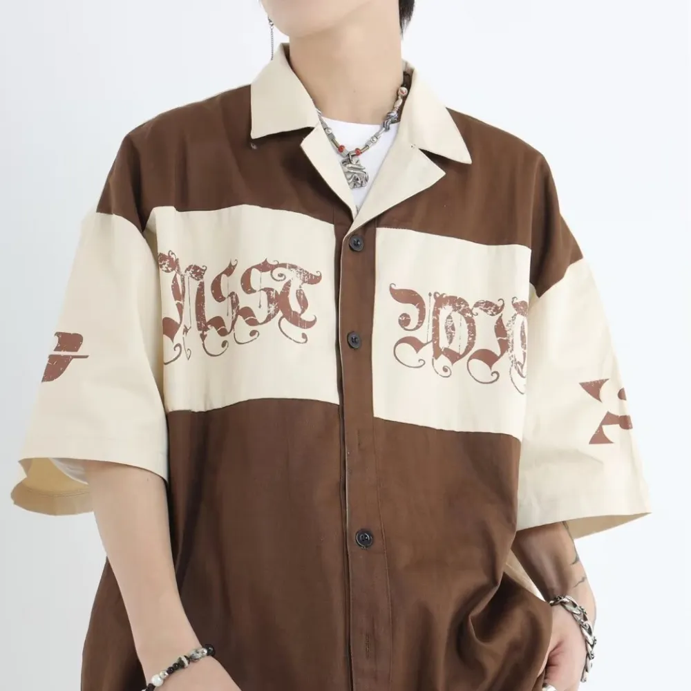 Japanese Spliced Printed Shirt