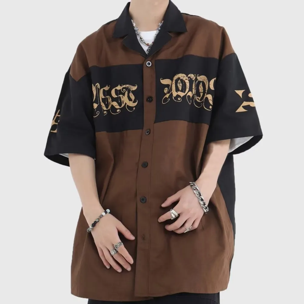 Japanese Spliced Printed Shirt
