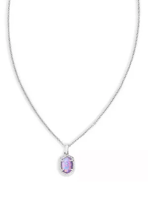 Kendra Scott Daphne Silver Framed Short Pendant Necklace in Lilac Kyocera Opal | N00599RHD-LILAC