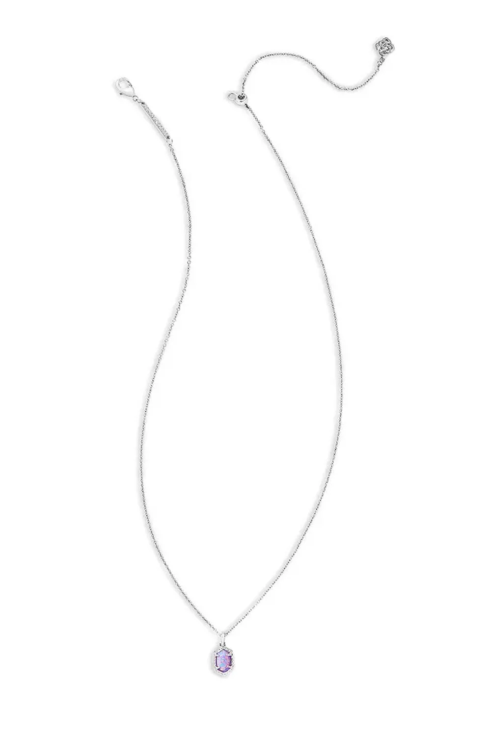 Kendra Scott Daphne Silver Framed Short Pendant Necklace in Lilac Kyocera Opal | N00599RHD-LILAC