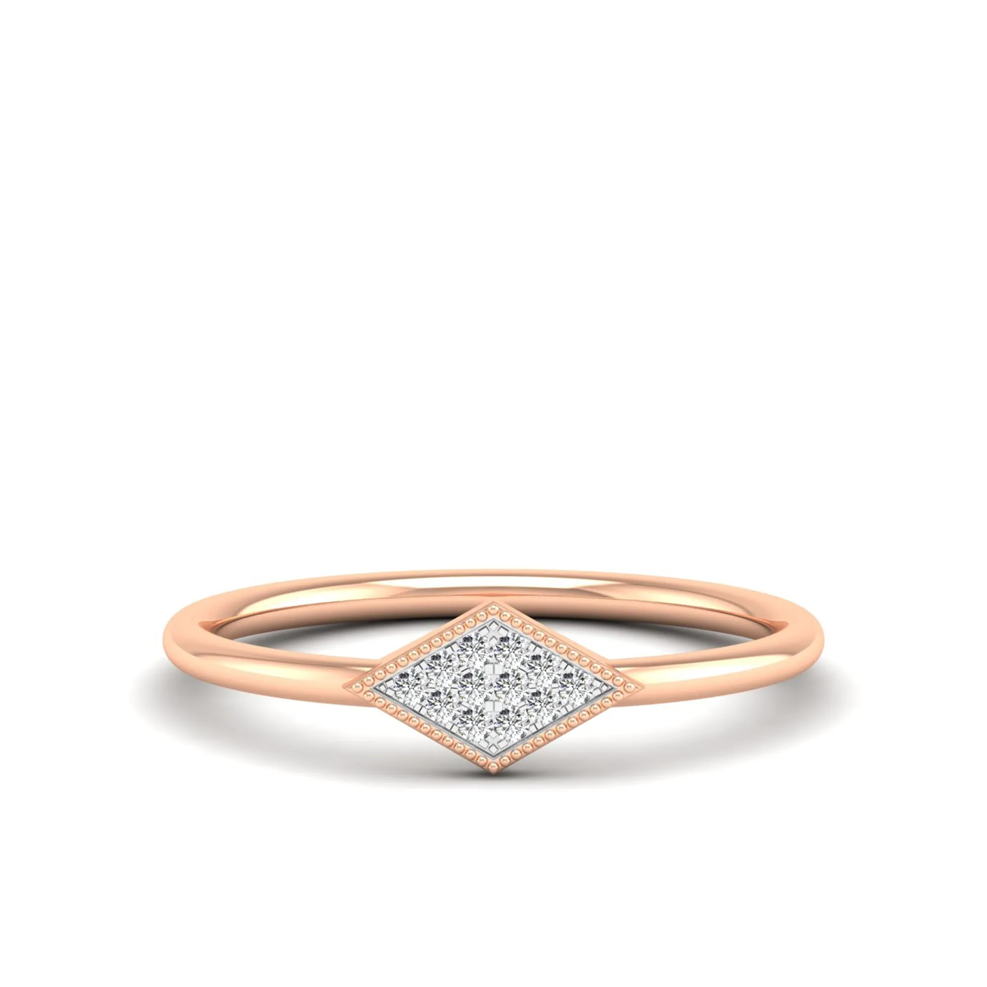 Kite Shape Pavé Set Diamond Ring