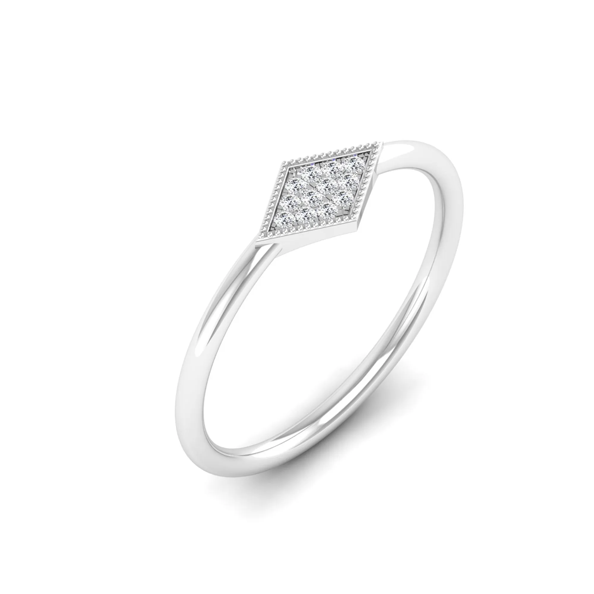 Kite Shape Pavé Set Diamond Ring