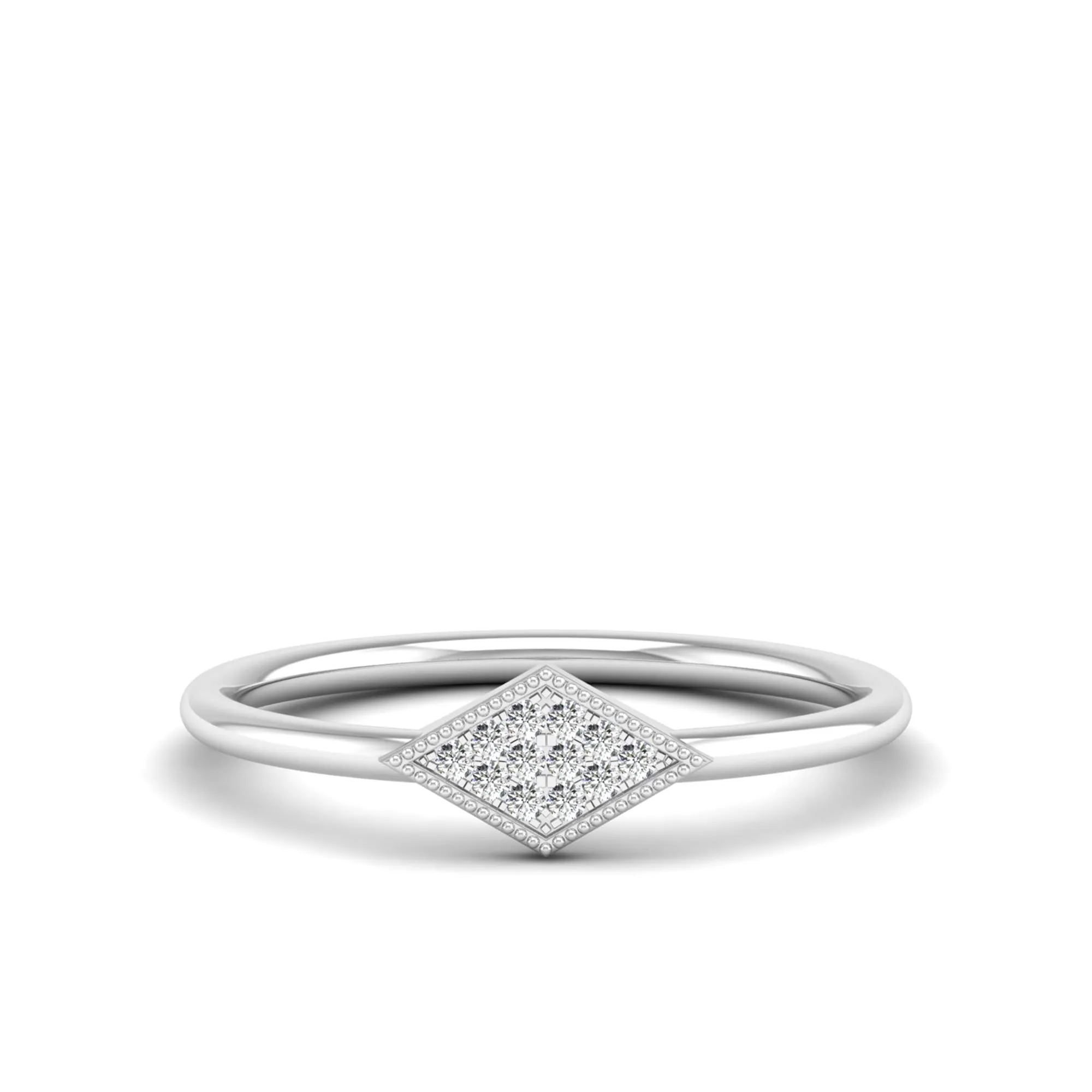 Kite Shape Pavé Set Diamond Ring