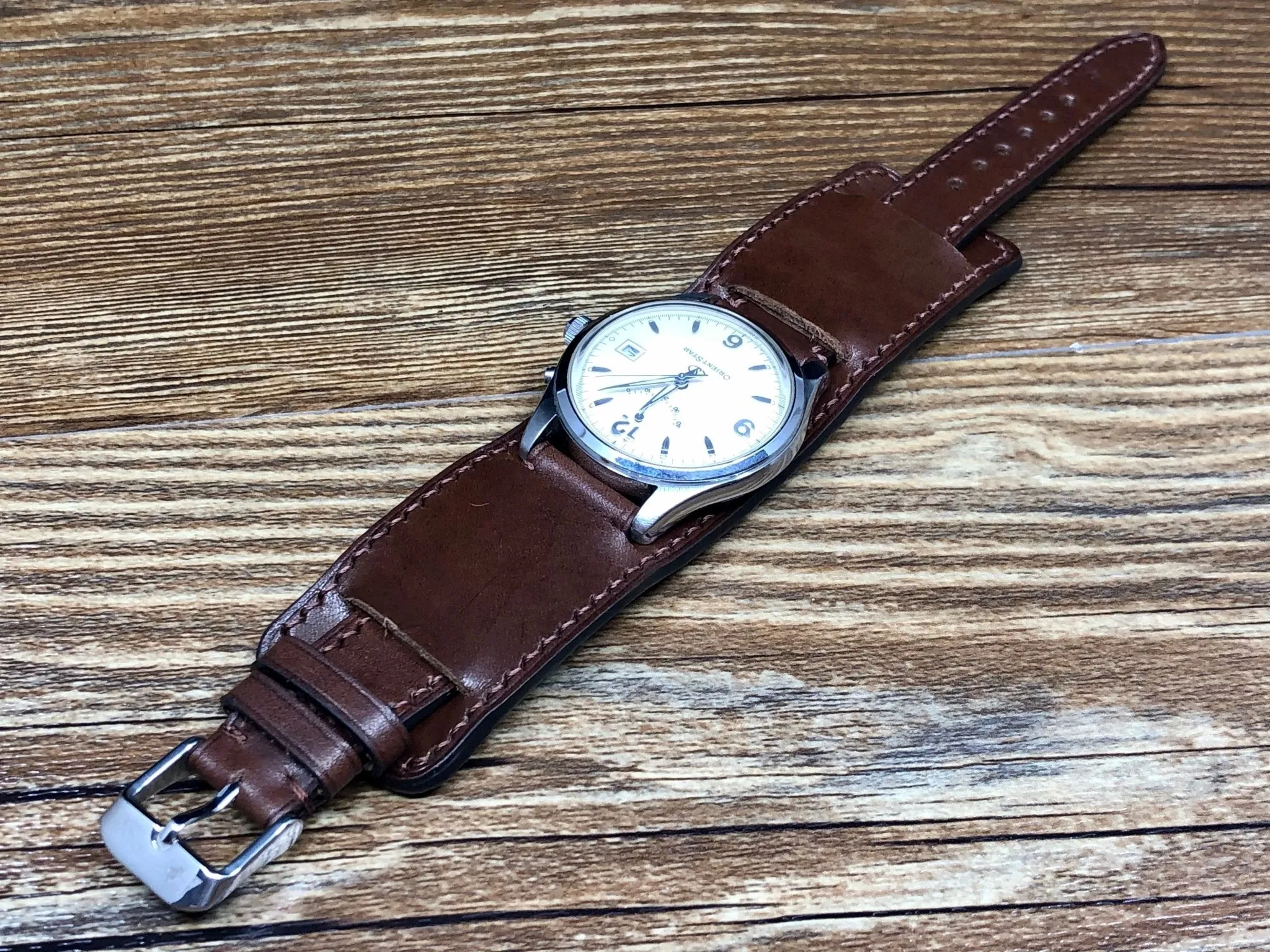 Leather Watch Straps 20mm 19mm lug, Paul Newman Bund Straps, Brown Leather Watch Band, Leather Cuff Watch Straps, Christmas Gift Ideas