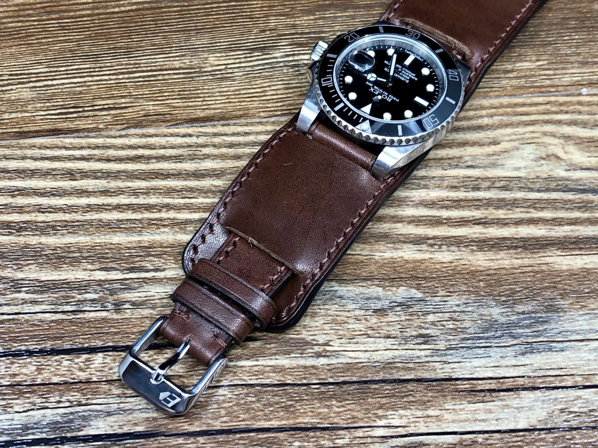 Leather Watch Straps 20mm 19mm lug, Paul Newman Bund Straps, Brown Leather Watch Band, Leather Cuff Watch Straps, Christmas Gift Ideas