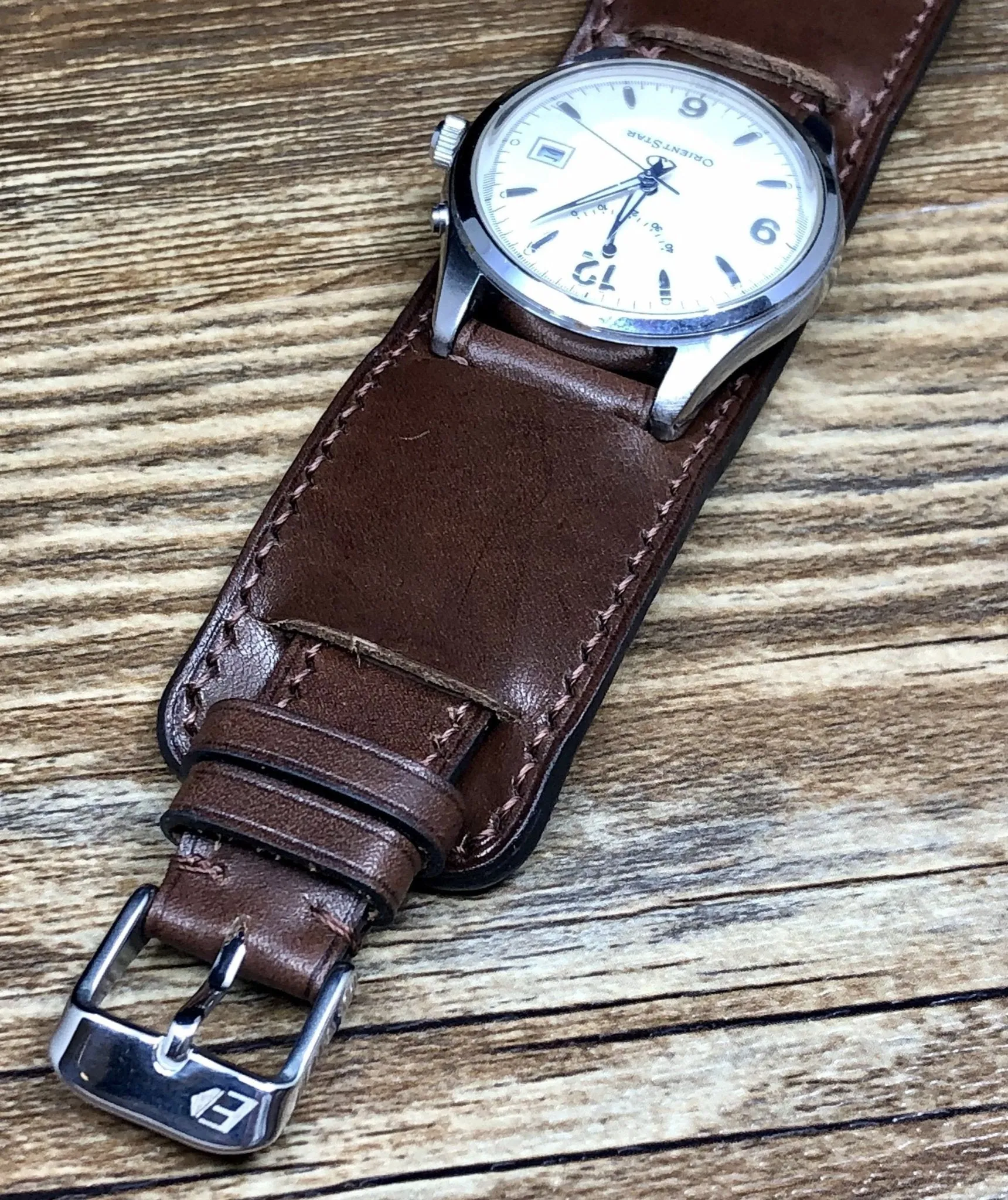 Leather Watch Straps 20mm 19mm lug, Paul Newman Bund Straps, Brown Leather Watch Band, Leather Cuff Watch Straps, Christmas Gift Ideas