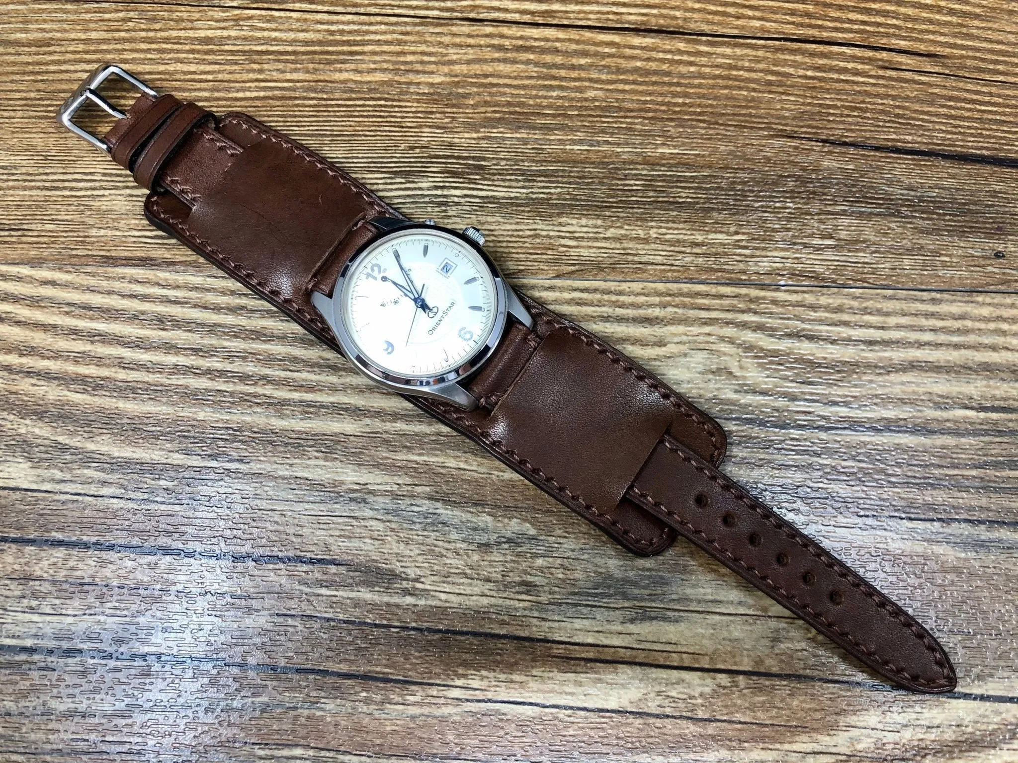 Leather Watch Straps 20mm 19mm lug, Paul Newman Bund Straps, Brown Leather Watch Band, Leather Cuff Watch Straps, Christmas Gift Ideas