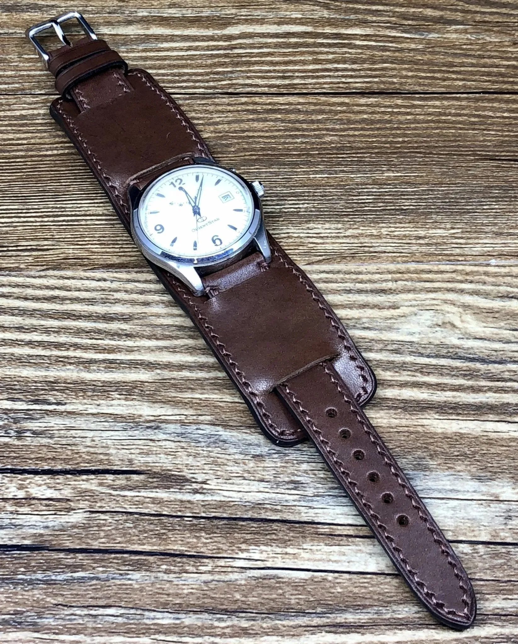 Leather Watch Straps 20mm 19mm lug, Paul Newman Bund Straps, Brown Leather Watch Band, Leather Cuff Watch Straps, Christmas Gift Ideas