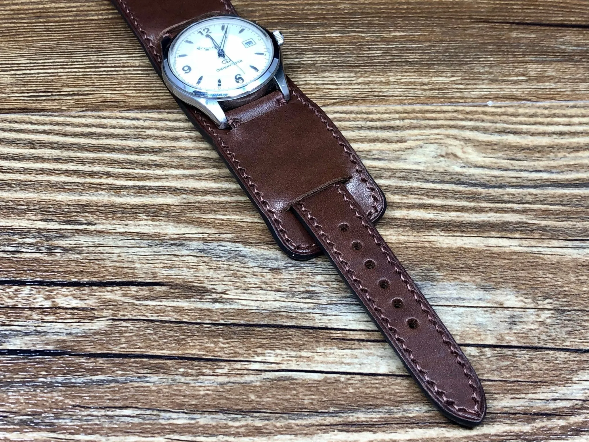 Leather Watch Straps 20mm 19mm lug, Paul Newman Bund Straps, Brown Leather Watch Band, Leather Cuff Watch Straps, Christmas Gift Ideas