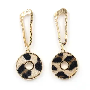 Leopard Leather & Horse Hair Drop Earrings
