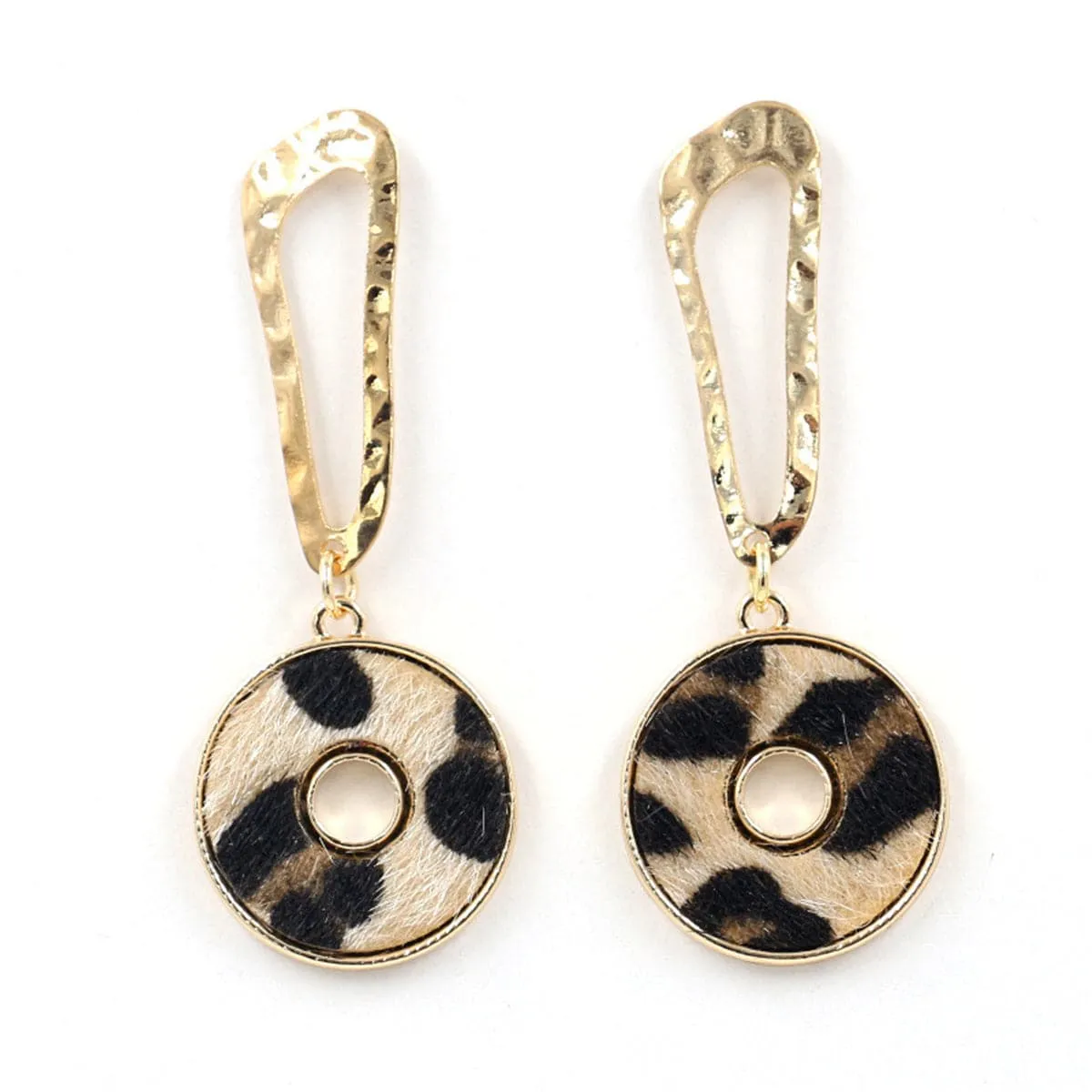 Leopard Leather & Horse Hair Drop Earrings