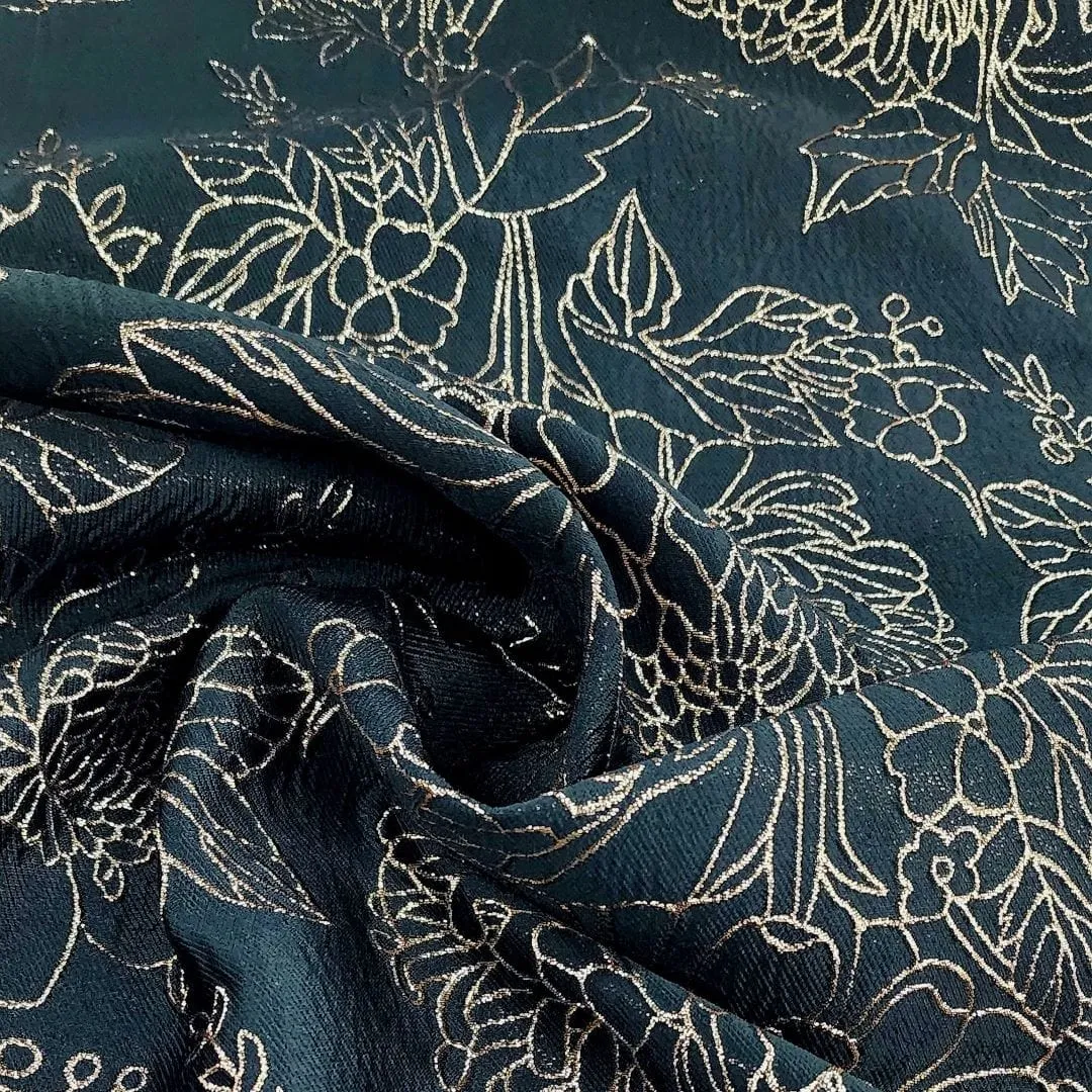 Lurex Brocade Fabric Black/Gold 150cm