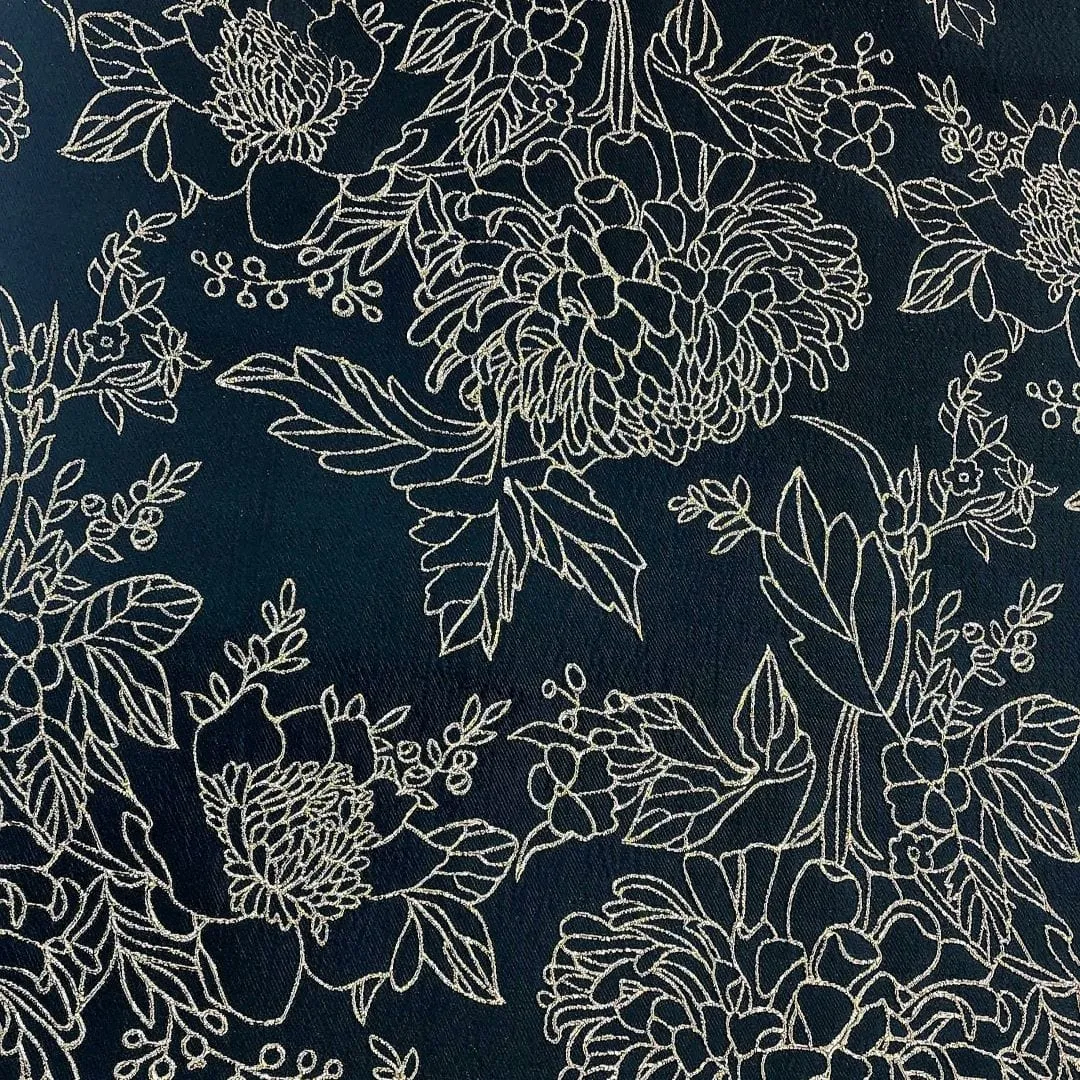 Lurex Brocade Fabric Black/Gold 150cm