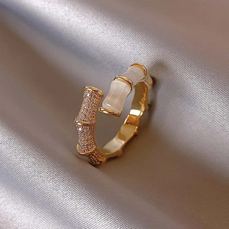 Luxury Opal Gold Open Ring Jewelry Party Accessory For Woman Girls Gift