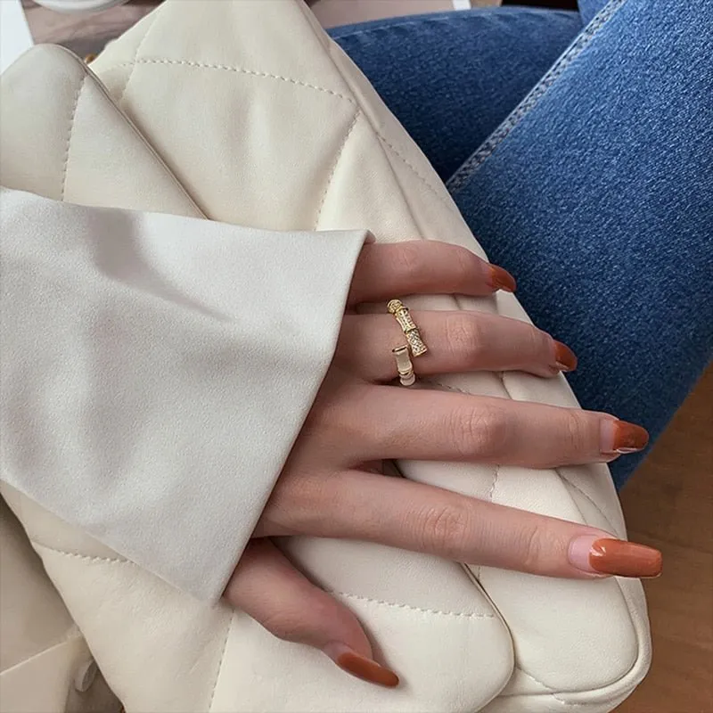 Luxury Opal Gold Open Ring Jewelry Party Accessory For Woman Girls Gift