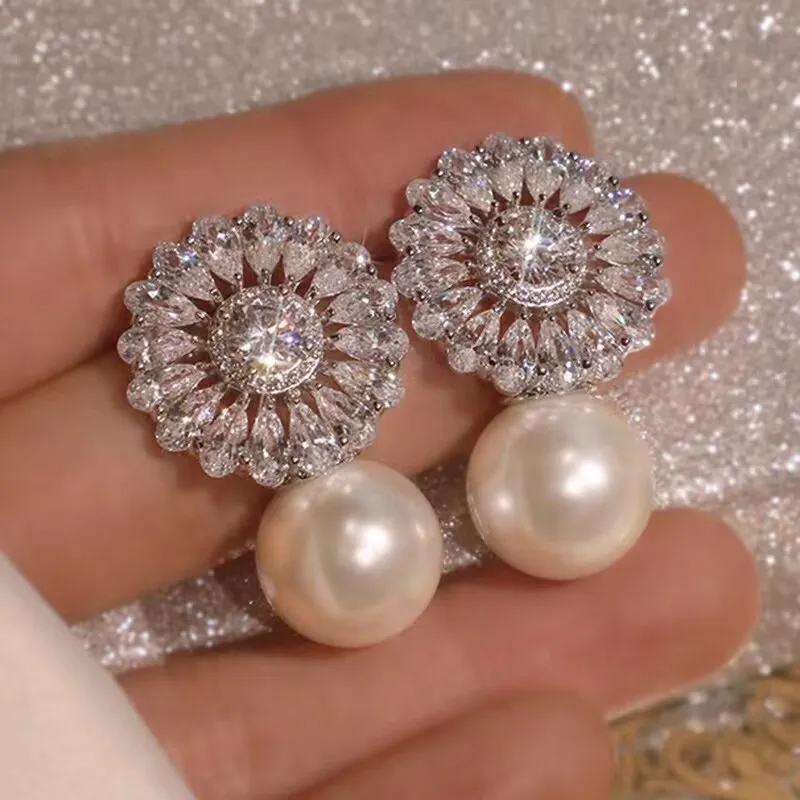 Luxury Red Opal Cherry Stud Earrings Spherical for Women Gift Jewelry