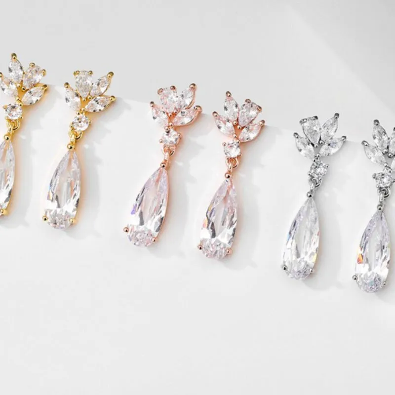 Luxury Water Drop Jewelry Sets Necklace Earrings Romantic Women Wedding