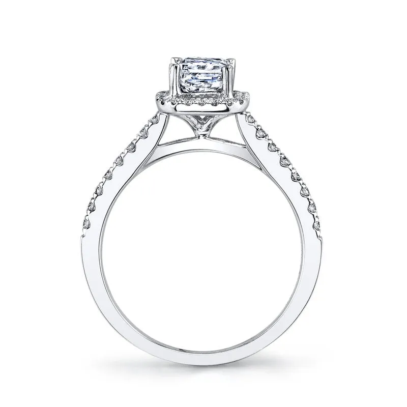 Mars Bridal Classic Emerald Shaped Halo Diamond Engagement Ring 26500