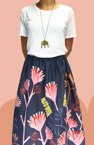 Mauve Protea SILK skirt (SECONDS)