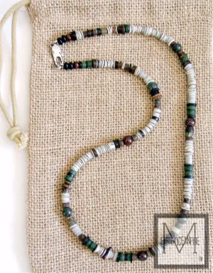 Men's Garnet Gray Green Earth Necklace