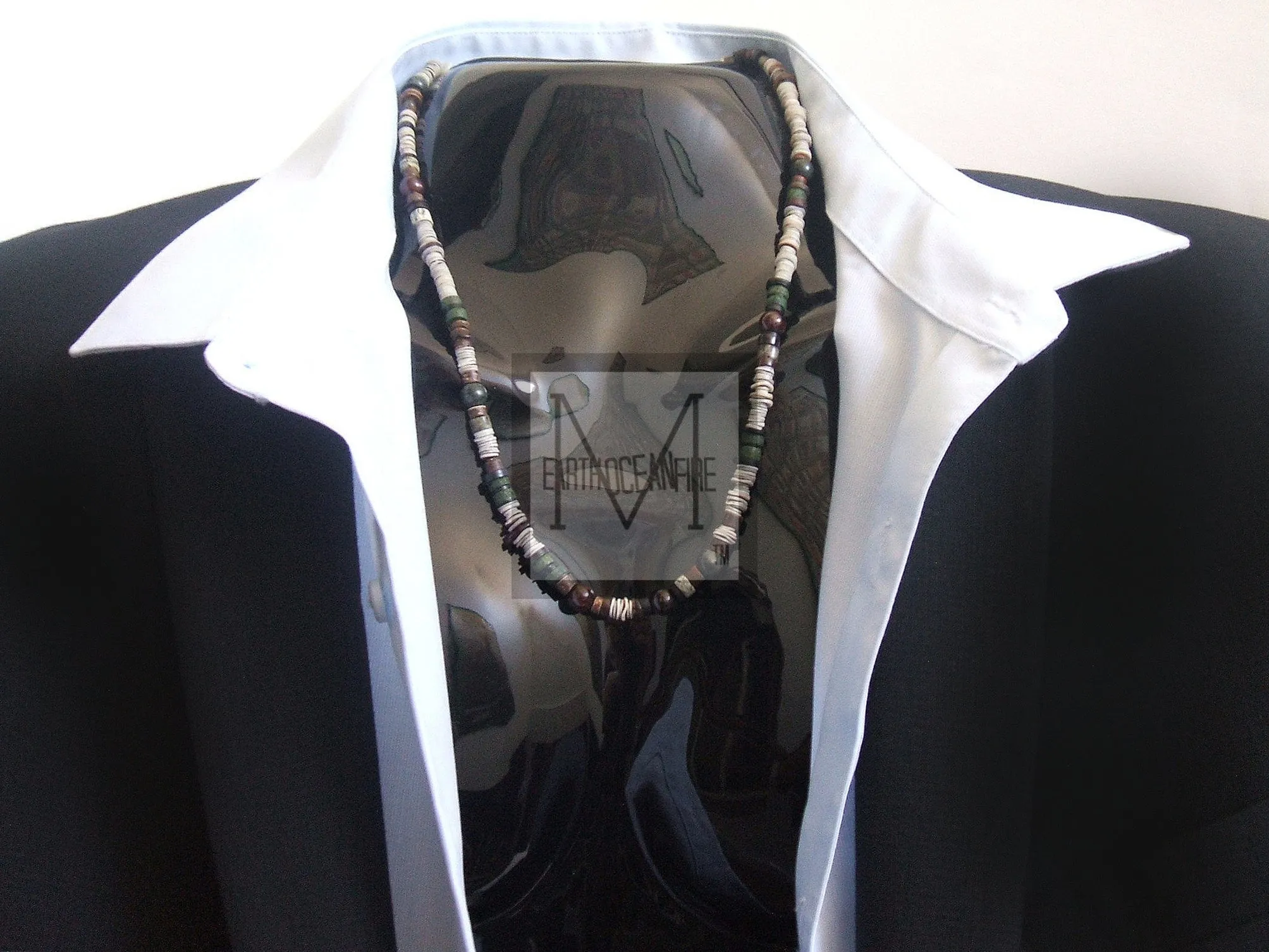 Men's Garnet Gray Green Earth Necklace