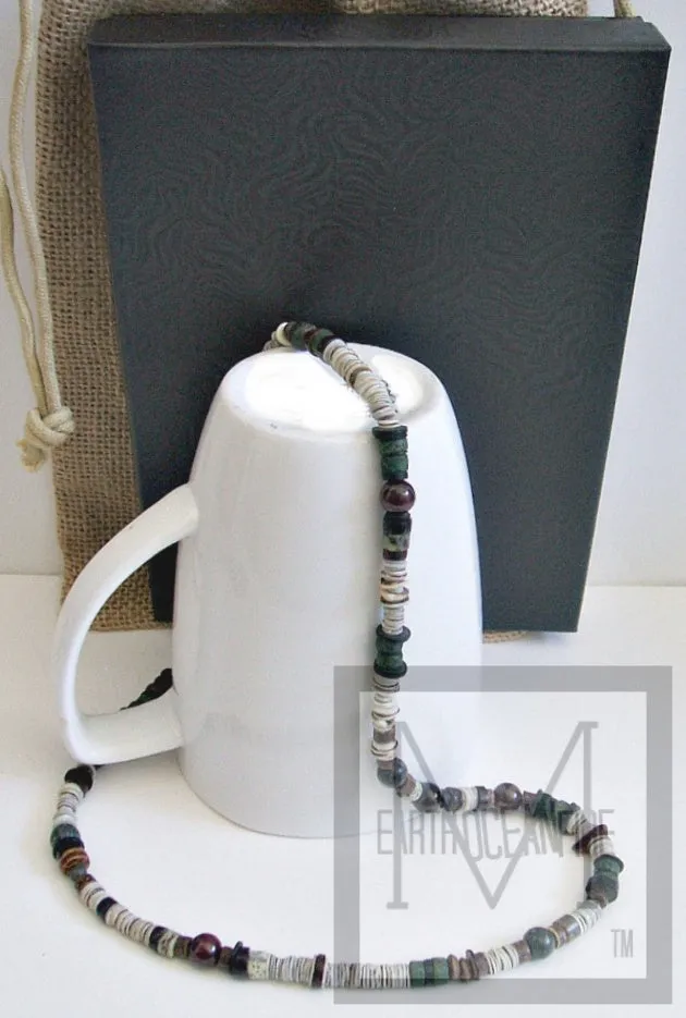 Men's Garnet Gray Green Earth Necklace
