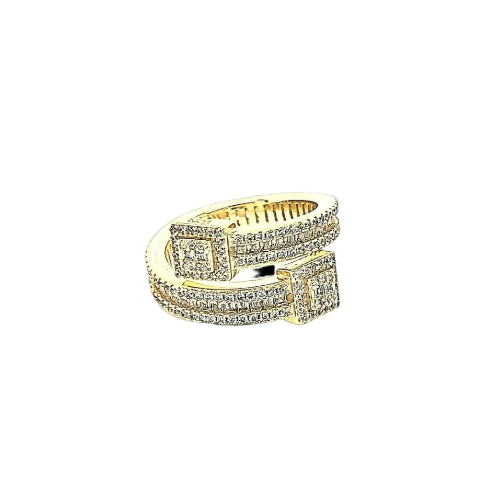 Modern Wrap-Around Sterling Silver Ring with Dazzling Cubic Zirconia - C103429